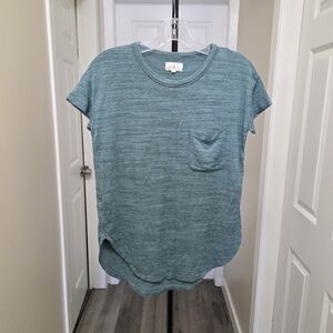 Lou & Grey Rayon Blend Pocket Tee | Teal Slub Knit Relaxed Fit Top
